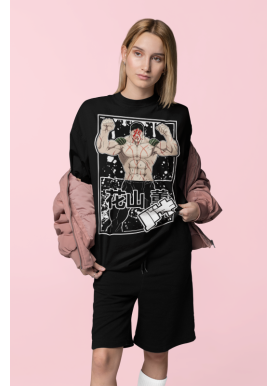 Футболка з аніме принтом Бакі Грапплер Аніме Гіфт оверсайз (S/M/L) Чорний AnimeJ0616