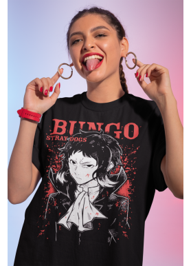 Футболка з аніме принтом Бунгоу Страй Догс Акутагава оверсайз (S/M/L) Чорний AnimeJ0625