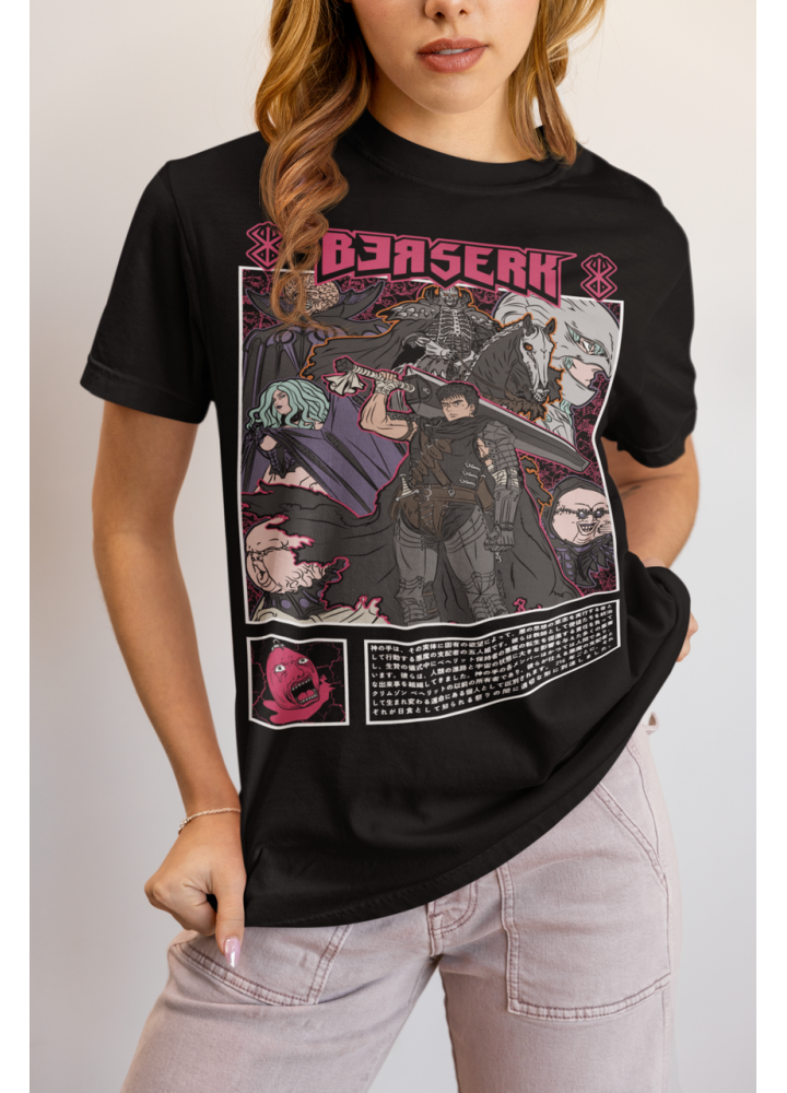 Футболка з аніме принтом Берсерк Гутс Гріффітх Сакріфіке оверсайз (S/M/L) Чорний AnimeJ0628
