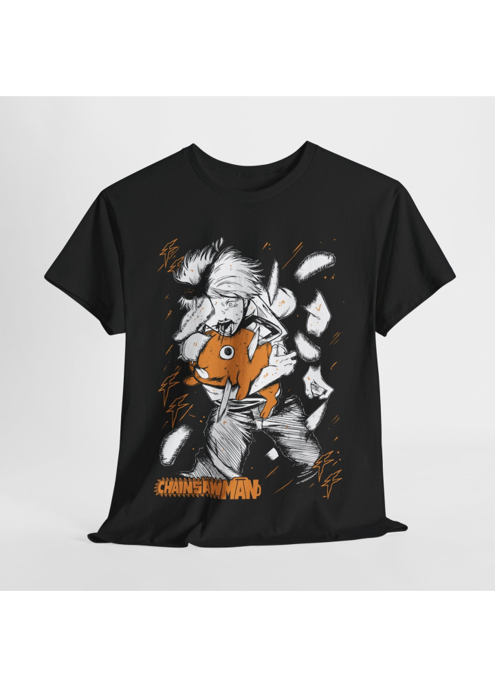 Футболка з аніме принтом Людина-бензопила оверсайз (S/M/L) Чорний AnimeJ0637