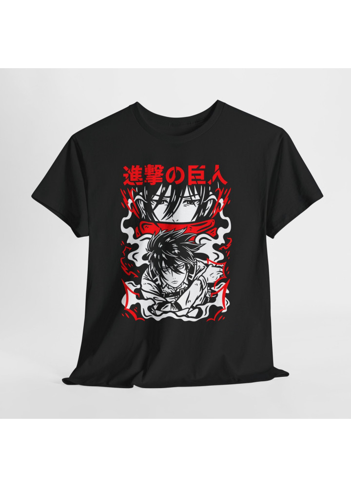 Футболка з аніме принтом Атака титанів оверсайз (S/M/L) Чорний AnimeJ0638