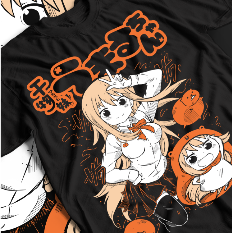 Футболка з аніме принтом Аніме Гірл Хімоуто Умару оверсайз (S/M/L) Чорний AnimeJ0644