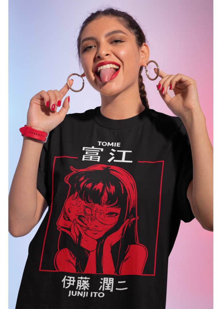 Футболка з аніме принтом Джунджі Іто Узумакі Хоррор оверсайз (S/M/L) Чорний AnimeJ0647