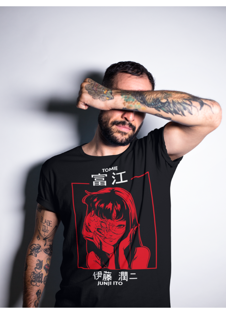 Футболка з аніме принтом Джунджі Іто Узумакі Хоррор оверсайз (S/M/L) Чорний AnimeJ0647