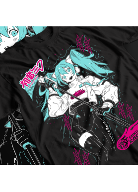 Футболка з аніме принтом Хатсуне Міку Аніме Гірл оверсайз (S/M/L) Чорний AnimeJ0650