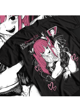 Футболка з аніме принтом Аніме Ловерс Гіфт Марін оверсайз (S/M/L) Чорний AnimeJ0682