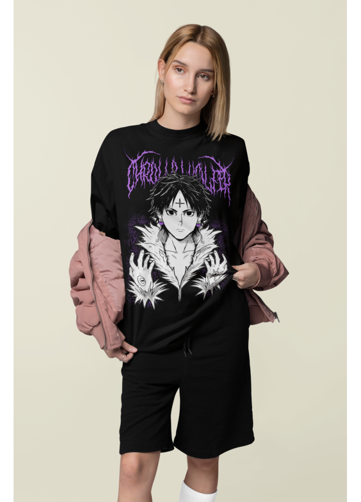Футболка з аніме принтом Мисливець × Мисливець оверсайз (S/M/L) Чорний AnimeJ0693