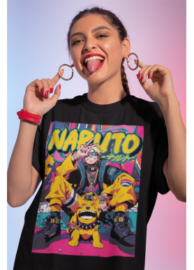 Футболка з аніме принтом Аніме Дог Манга Ессентіал оверсайз (S/M/L) Чорний AnimeJ0698