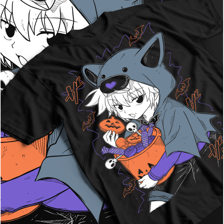 Футболка з аніме принтом Мисливець × Мисливець оверсайз (S/M/L) Чорний AnimeJ0713