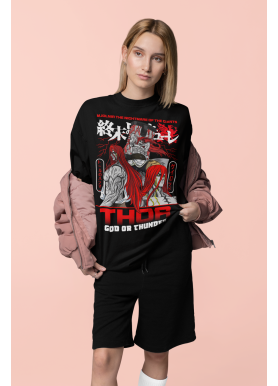 Футболка з аніме принтом Аніме Манга Тхор Рагнарок оверсайз (S/M/L) Чорний AnimeJ0718
