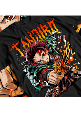 Футболка з аніме принтом Вбивця демонів оверсайз (S/M/L) Чорний AnimeJ0745