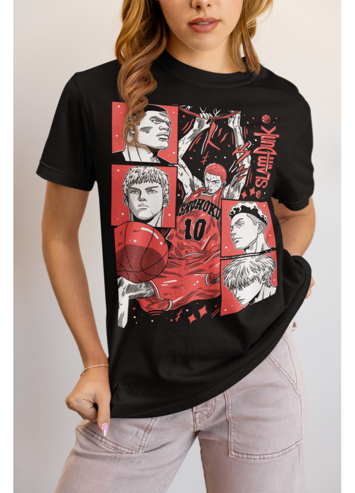 Футболка з аніме принтом Слам Дунк Слам Дунк оверсайз (S/M/L) Чорний AnimeJ0754