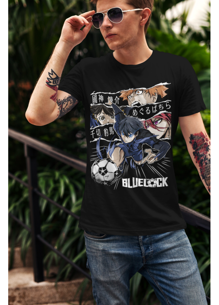 Футболка з аніме принтом Блуе Локк Кунігамі Рін оверсайз (S/M/L) Чорний AnimeJ0762