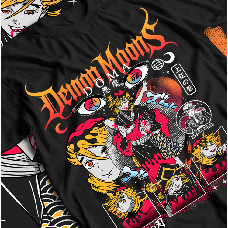 Футболка з аніме принтом Вбивця демонів оверсайз (S/M/L) Чорний AnimeJ0769