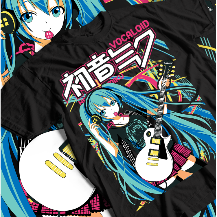 Футболка з аніме принтом Хатсуне Міку Аніме Гірл оверсайз (S/M/L) Чорний AnimeJ0776