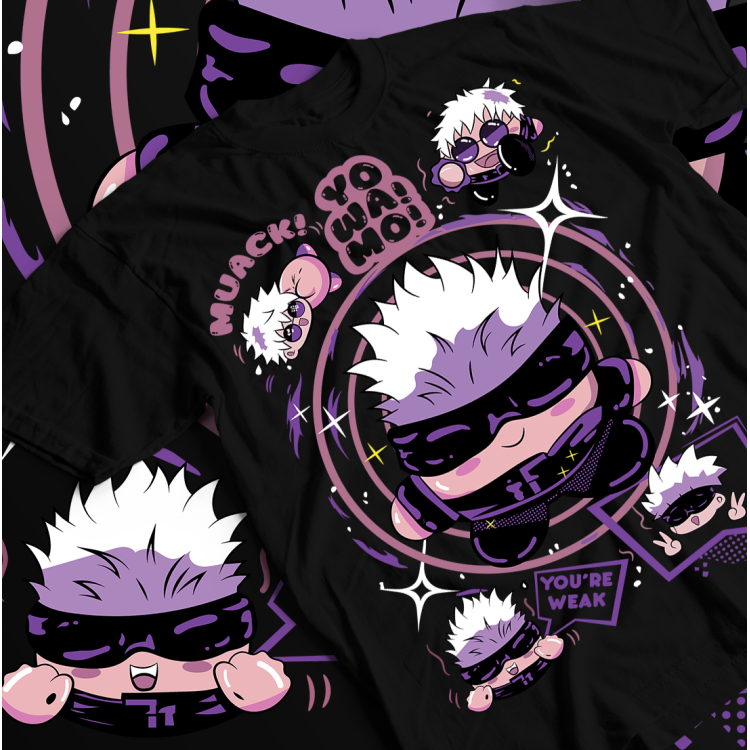 Футболка з аніме принтом Саторо Годжо Гамінг Джапан оверсайз (S/M/L) Чорний AnimeJ0786