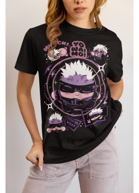Футболка з аніме принтом Саторо Годжо Гамінг Джапан оверсайз (S/M/L) Чорний AnimeJ0786