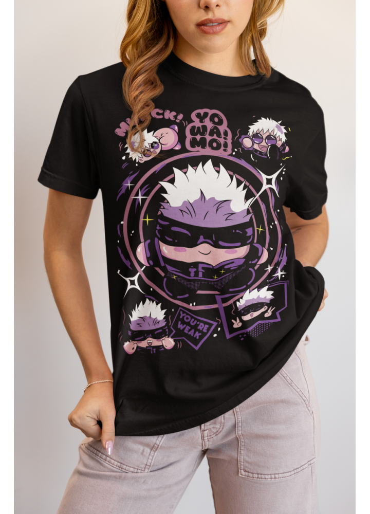 Футболка з аніме принтом Саторо Годжо Гамінг Джапан оверсайз (S/M/L) Чорний AnimeJ0786