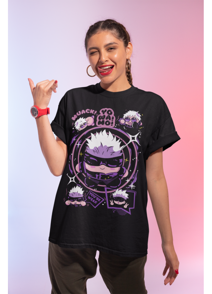 Футболка з аніме принтом Саторо Годжо Гамінг Джапан оверсайз (S/M/L) Чорний AnimeJ0786