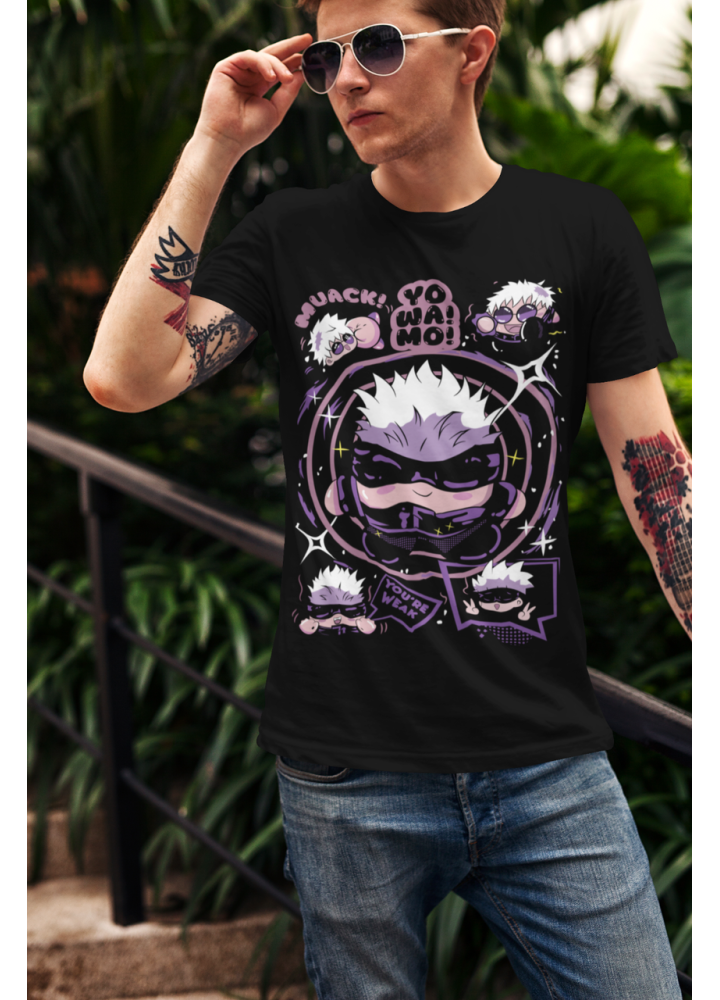 Футболка з аніме принтом Саторо Годжо Гамінг Джапан оверсайз (S/M/L) Чорний AnimeJ0786