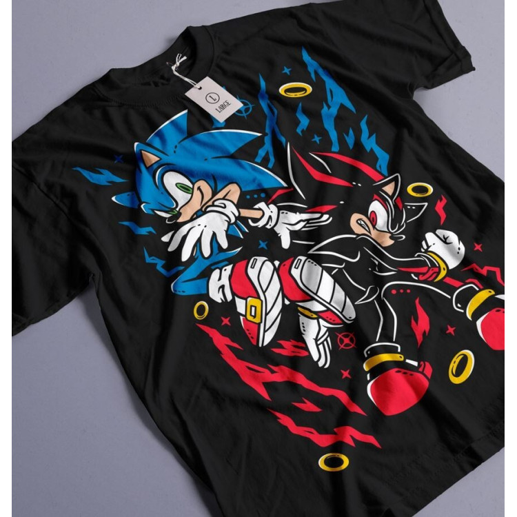 Футболка з аніме принтом Хероес Сонік Хероес Вінтаге оверсайз (S/M/L) Чорний AnimeJ0795