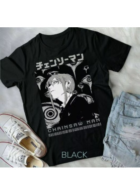 Футболка з аніме принтом Людина-бензопила оверсайз (S/M/L) Чорний AnimeJ0822