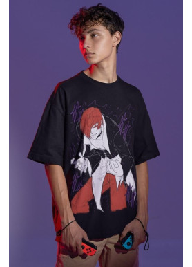 Футболка з аніме принтом Іорі Кінг Фігхтерс Фатал оверсайз (S/M/L) Чорний AnimeJ0867