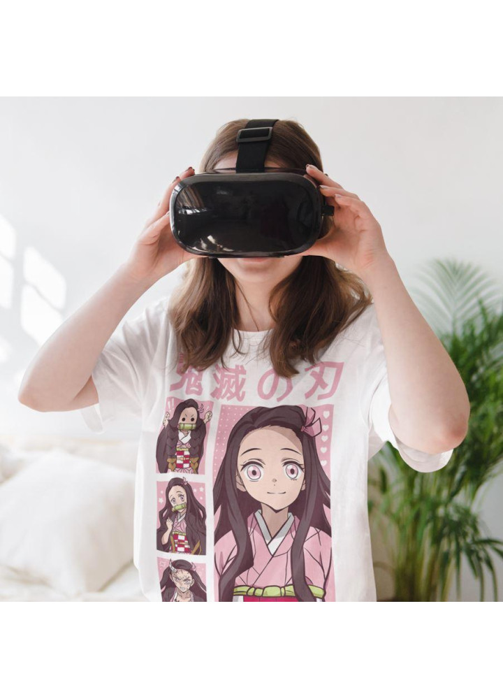 Футболка з аніме принтом Вбивця демонів оверсайз (S/M/L) Чорний AnimeJ0891