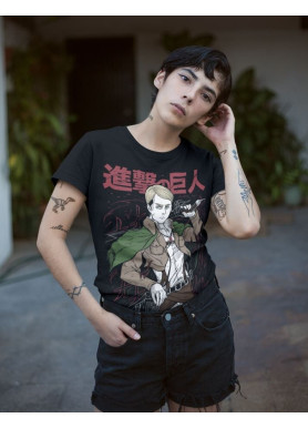 Футболка з аніме принтом Атака титанів оверсайз (S/M/L) Чорний AnimeJ0913