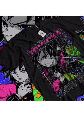 Футболка з аніме принтом Вбивця демонів оверсайз (S/M/L) Чорний AnimeJ0950