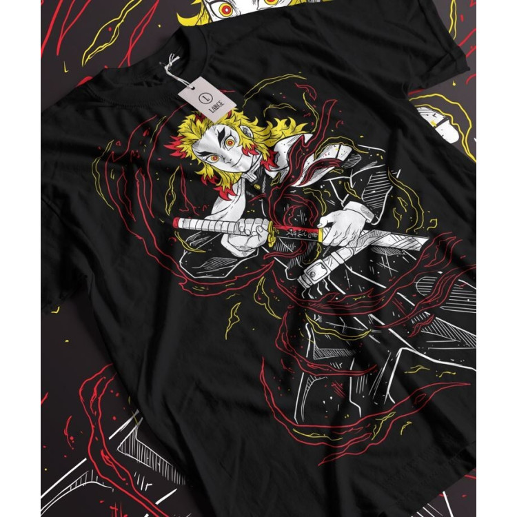 Футболка з аніме принтом Вбивця демонів оверсайз (S/M/L) Чорний AnimeJ0998