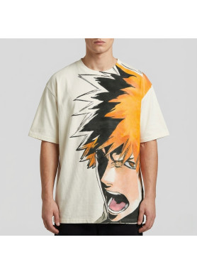 Футболка з принтом аніме Бліч Аніме Ікхіго Куросакі оверсайз (S/M/L) Черний