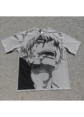 Футболка з принтом аніме Бліч Аніме Ікхіго Джумбо оверсайз (S/M/L) Черний