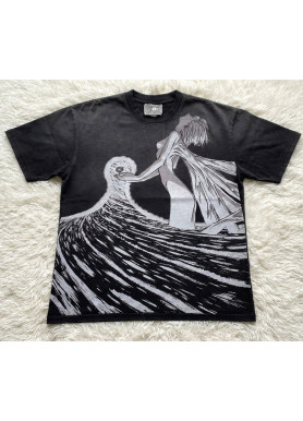 Футболка з принтом аніме Євангеліон Реі Айанамі Тхірд оверсайз (S/M/L) Черний