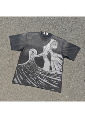 Футболка з принтом аніме Євангеліон Реі Айанамі Тхірд оверсайз (S/M/L) Черний