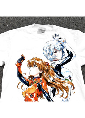 Футболка з принтом аніме Неон Генезис Євангеліон Асука Реі Плугсуіт оверсайз (S/M/L) Черний