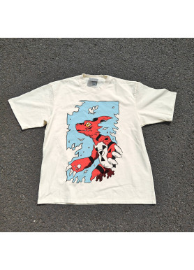 Футболка з принтом аніме Дігімон Тамерс Гуілмон Дігітал оверсайз (S/M/L) Черний