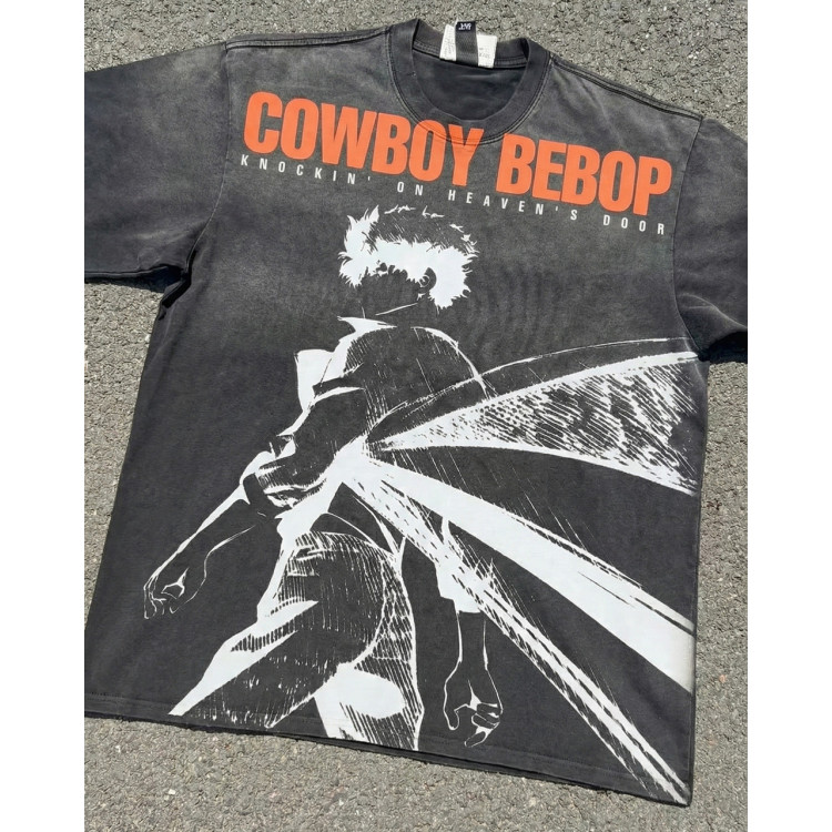 Футболка з принтом аніме Аніме Ковбой Бебоп Спіке оверсайз (S/M/L) Черний