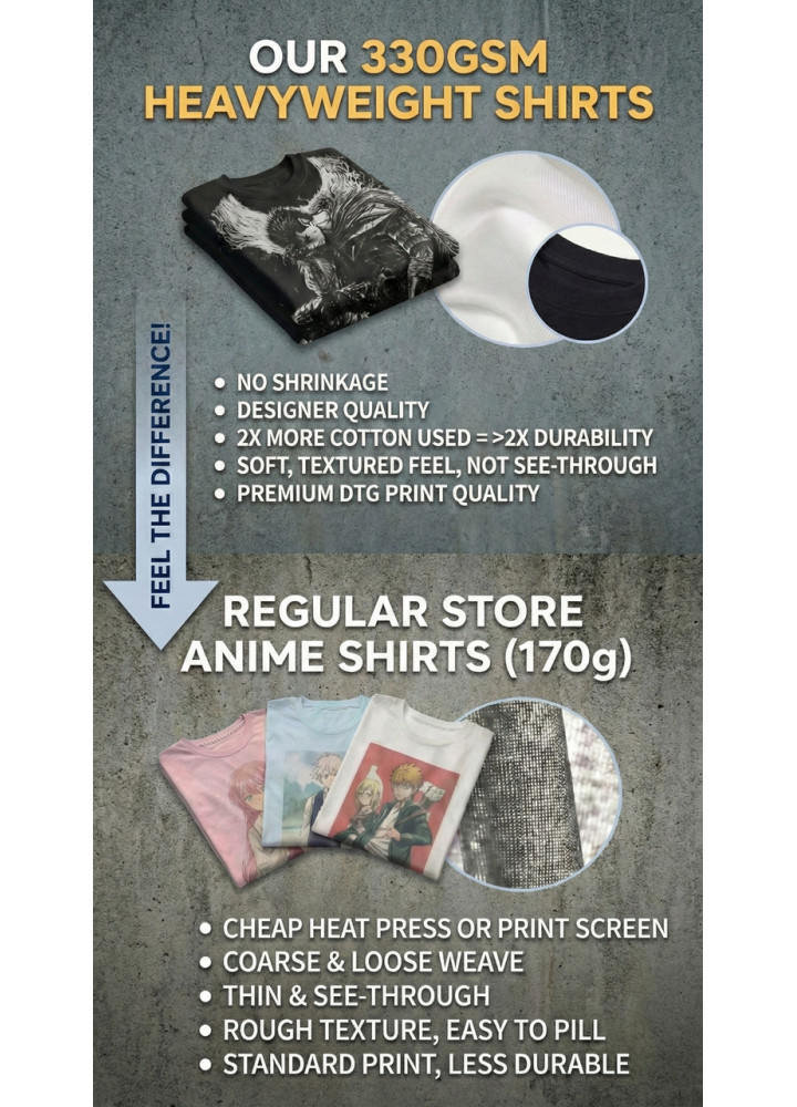 Футболка з принтом аніме Аніме Джін Рох Аніме оверсайз (S/M/L) Черний