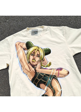 Футболка з принтом аніме Аніме Джоджостоне Океан Джолйне оверсайз (S/M/L) Черний