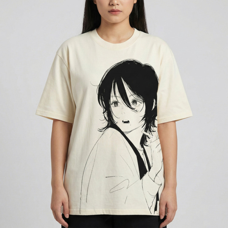 Футболка з принтом аніме Аніме Лоок Бакк Фуджіно манга оверсайз (S/M/L) Черний