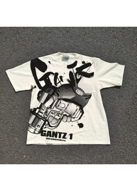 Футболка з принтом аніме Аніме Гантз Кс Гун оверсайз (S/M/L) Черний