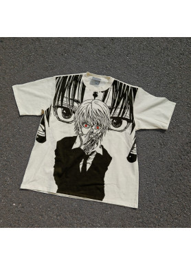 Футболка з принтом аніме Мисливець × Мисливець Аніме Курапіка Кхролло оверсайз (S/M/L) Черний