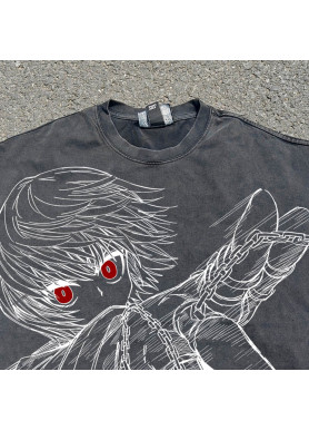 Футболка з принтом аніме Мисливець × Мисливець Курапіка Емперор Тіме оверсайз (S/M/L) Черний