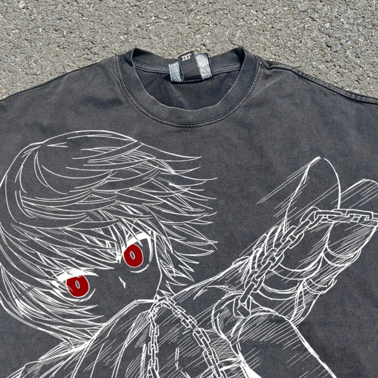 Футболка з принтом аніме Мисливець × Мисливець Курапіка Емперор Тіме оверсайз (S/M/L) Черний