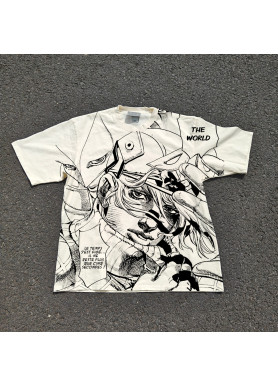 Футболка з принтом аніме Аніме Джоджо Стеел Балл оверсайз (S/M/L) Черний