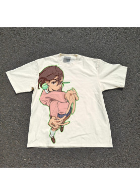 Футболка з принтом аніме Аніме Дандадан Аніме Момо оверсайз (S/M/L) Черний