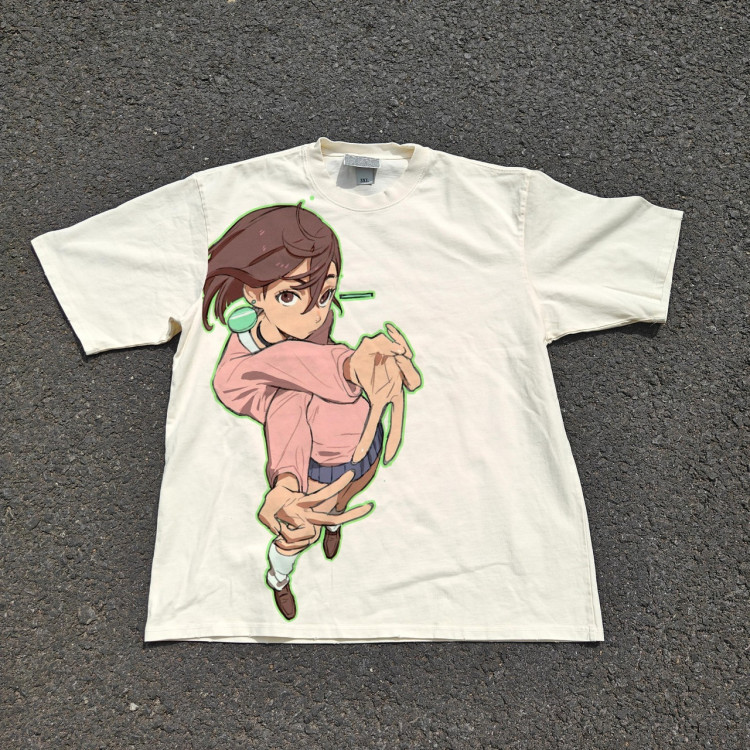 Футболка з принтом аніме Аніме Дандадан Аніме Момо оверсайз (S/M/L) Черний