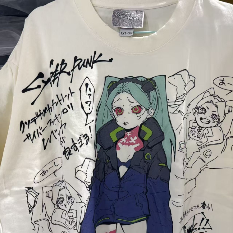 Футболка з принтом аніме Аніме Кйберпунк Едгеруннерс Ребекка оверсайз (S/M/L) Черний