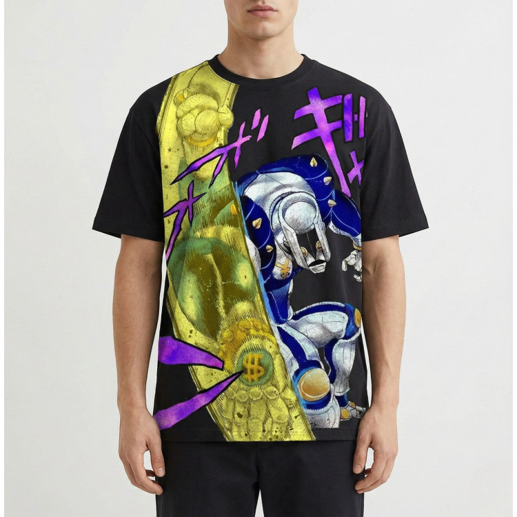 Футболка з принтом аніме Аніме Джоджобізарре Пригоди Окуйасу оверсайз (S/M/L) Черний